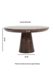 Bathwick Dark Mango Wood Round Coffee Table 80Cm - thumbnail 3