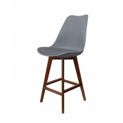 Fusion Living Soho Dark Grey Plastic Bar Stool With Dark Wood Legs - image 1