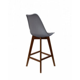 Fusion Living Soho Dark Grey Plastic Bar Stool With Dark Wood Legs - thumbnail 4