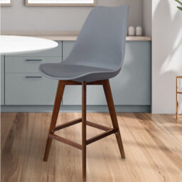 Fusion Living Soho Dark Grey Plastic Bar Stool With Dark Wood Legs - thumbnail 2