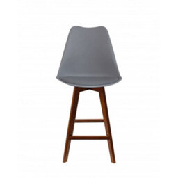 Fusion Living Soho Dark Grey Plastic Bar Stool With Dark Wood Legs - thumbnail 6
