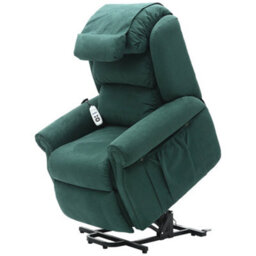 Loops Comfortable Dual Motor Rise And Recline Armchair With Waterfall Pillow In Green Suedette Fabric - thumbnail 3