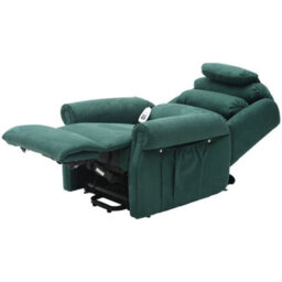 Loops Comfortable Dual Motor Rise And Recline Armchair With Waterfall Pillow In Green Suedette Fabric - thumbnail 2