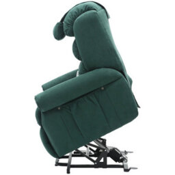 Loops Comfortable Dual Motor Rise And Recline Armchair With Waterfall Pillow In Green Suedette Fabric - thumbnail 6
