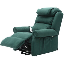 Loops Comfortable Dual Motor Rise And Recline Armchair With Waterfall Pillow In Green Suedette Fabric - thumbnail 4