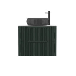 Royal Bathrooms Avenza 700mm Deep Moss Green Wall Hung Bathroom Countertop Vanity Unit 2 Drawer With Milan Black Basin - thumbnail 6
