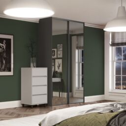 Spacepro Classic 1 Panel Mirrored Graphite Framed Sliding Wardrobe Door (H)2220mm (W)762mm - thumbnail 5