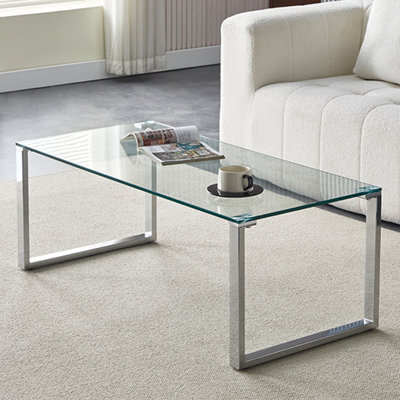 Furniture in Fashion Megan Clear Glass Rectangular Coffee Table With Chrome Legs - image 1