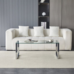 Furniture in Fashion Megan Clear Glass Rectangular Coffee Table With Chrome Legs - thumbnail 3