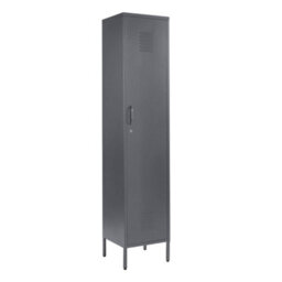 MMT Funiture Designs mmt  Grey Metal Tall 3 Shelve Locker Cabinet, 1 Door Wardrobe Storage Cupboard For Home Or Office