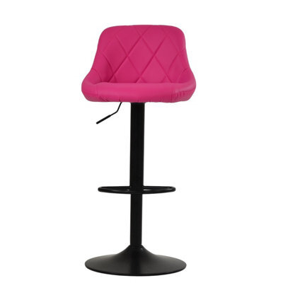 Lakeland Furniture Fleur Hot Pink Faux Leather Black Gas Lift Base Bar Stool - image 1