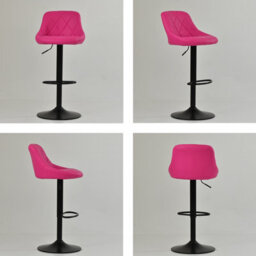 Lakeland Furniture Fleur Hot Pink Faux Leather Black Gas Lift Base Bar Stool - thumbnail 2