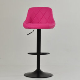Lakeland Furniture Fleur Hot Pink Faux Leather Black Gas Lift Base Bar Stool - thumbnail 3
