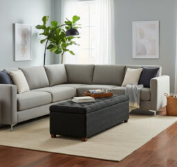 Linoso Chesterfield Black Ottoman Storage Box With Square Wooden Legs - Upholstered Blanket Box (120W X 40D X 45H Cm) - thumbnail 3