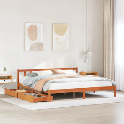 Berkfield Bed Frame Without Mattress Wax Brown 180X200 Cm Super King Solid Wood Pine - image 1