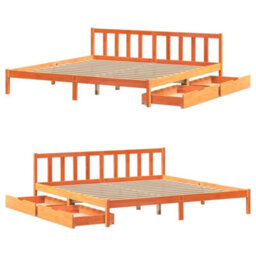 Berkfield Bed Frame Without Mattress Wax Brown 180X200 Cm Super King Solid Wood Pine - thumbnail 9