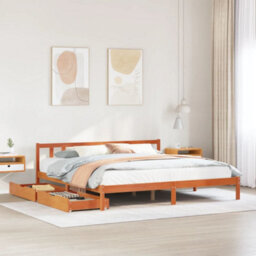 Berkfield Bed Frame Without Mattress Wax Brown 180X200 Cm Super King Solid Wood Pine - thumbnail 1
