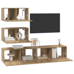 Berkfield Elegant Tv Cabinet Set Wall-Mounted 4 Pcs Artisan Oak 80 X 30 X 30 Cm - thumbnail 3