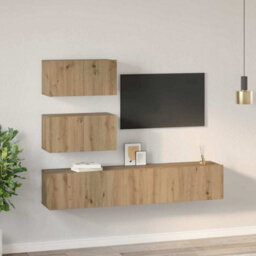 Berkfield Elegant Tv Cabinet Set Wall-Mounted 4 Pcs Artisan Oak 80 X 30 X 30 Cm - thumbnail 4
