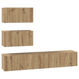 Berkfield Elegant Tv Cabinet Set Wall-Mounted 4 Pcs Artisan Oak 80 X 30 X 30 Cm - thumbnail 1