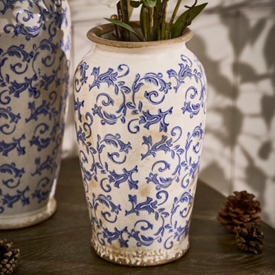 Dibor Vintage Luxury Solene Blue Small Botanical Flower Urn Vase H29 X Dia16Cm - image 1