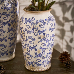 Dibor Vintage Luxury Solene Blue Small Botanical Flower Urn Vase H29 X Dia16Cm - thumbnail 1