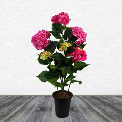 Leaf Faux Hydrangea Flowering Plant Pink - image 1