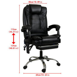 Ergonomic High Back Executive Office Chair With Dual-Point Massage System & Retractable Footrest - Black Faux Leather - thumbnail 2
