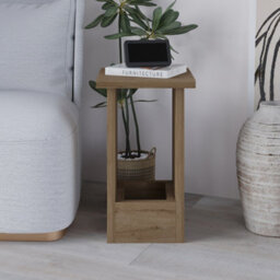 Decortie Tasos Modern Slim Side End Coffee Table 30Cm Particle Board Legs Natural Oak Living Room H 50.5Cm - thumbnail 3