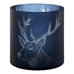 Orsina Large Blue Stag Candle Holder, Blue Glass Construction Candle Holder, Stag Motif With Attractive Details - thumbnail 2