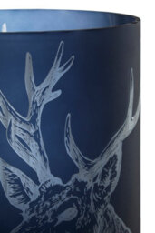 Orsina Large Blue Stag Candle Holder, Blue Glass Construction Candle Holder, Stag Motif With Attractive Details - thumbnail 4