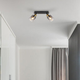 Luminosa Lighting Luminosa Hollsy Twin Ceiling Spotlight Matt Black Smoke Glass Shade 2X E14 - thumbnail 8