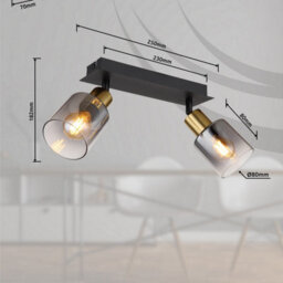 Luminosa Lighting Luminosa Hollsy Twin Ceiling Spotlight Matt Black Smoke Glass Shade 2X E14 - thumbnail 9