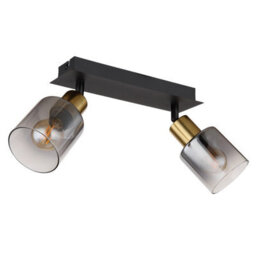 Luminosa Lighting Luminosa Hollsy Twin Ceiling Spotlight Matt Black Smoke Glass Shade 2X E14 - thumbnail 2
