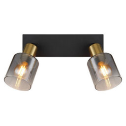 Luminosa Lighting Luminosa Hollsy Twin Ceiling Spotlight Matt Black Smoke Glass Shade 2X E14 - thumbnail 4