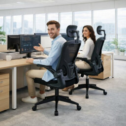 Home Treats High Back Office Chair Black Desk Chair With Headrest Lumbar Support & Arm Rest Tilt & Swivel - thumbnail 7