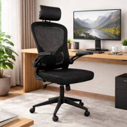 Home Treats High Back Office Chair Black Desk Chair With Headrest Lumbar Support & Arm Rest Tilt & Swivel - thumbnail 6