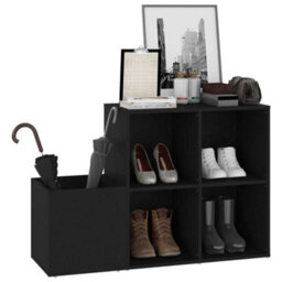 Berkfield Hall Shoe Cabinet Black 105X35.5X70 Cm Engineered Wood - thumbnail 4
