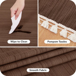 Deconovo Tassel Tablecloth Home Decorative Wipe Clean Faux Linen Rectangle Waterproof For Dining Room 140X200 (55X79 In) Brown - thumbnail 7