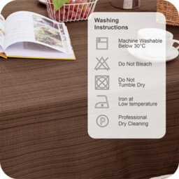 Deconovo Tassel Tablecloth Home Decorative Wipe Clean Faux Linen Rectangle Waterproof For Dining Room 140X200 (55X79 In) Brown - thumbnail 8