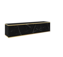 Arte Stylish Oro Floating Tv Cabinet H300mm W1350mm D320mm In Black Marble - Chic Entertainment Solution