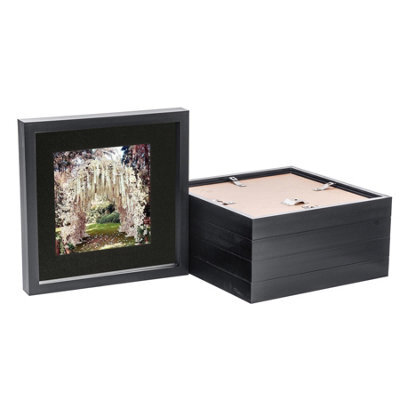 "Nicola Spring 10 X 10"" Photo Frames - Black/black Mount - 3D Picture Frame Box Portrait Display Case (6 X 6"" Mount) Set Of 5" - image 1