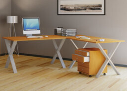 Vcm Desk Lona Silver / Beech H. 76 X W. 130 X D. 130 Cm - thumbnail 2