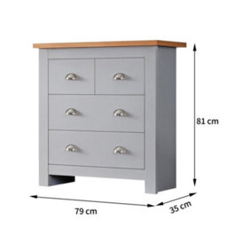 Comfy Living Wooden 4 Drawer Chest Of Drawers Bedroom Furniture Grey - thumbnail 7