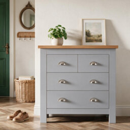 Comfy Living Wooden 4 Drawer Chest Of Drawers Bedroom Furniture Grey - thumbnail 4