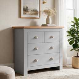 Comfy Living Wooden 4 Drawer Chest Of Drawers Bedroom Furniture Grey - thumbnail 3
