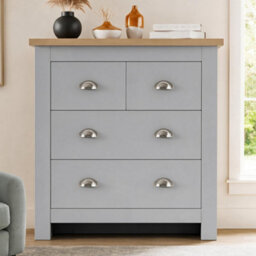 Comfy Living Wooden 4 Drawer Chest Of Drawers Bedroom Furniture Grey - thumbnail 5