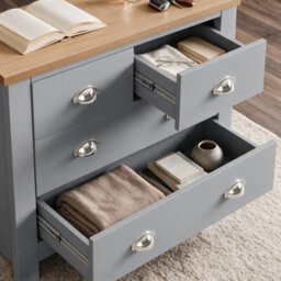 Comfy Living Wooden 4 Drawer Chest Of Drawers Bedroom Furniture Grey - thumbnail 2