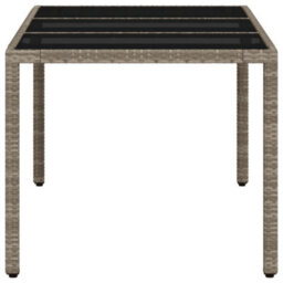 Walplus Garden Table With Glass Top Light Grey 150X90X75 Cm Poly Rattan - thumbnail 6