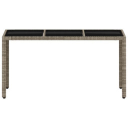 Walplus Garden Table With Glass Top Light Grey 150X90X75 Cm Poly Rattan - thumbnail 5